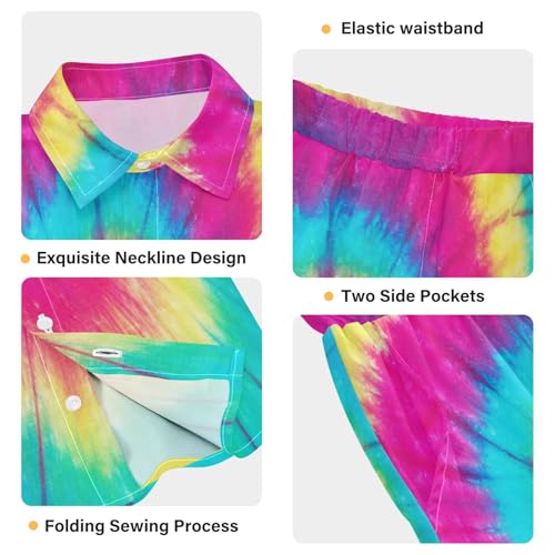 Image of visesunny Boys Hawaiian Shirt and Short Set Summer Outfit Kids 2 Piece Clothes Set 3-10Y