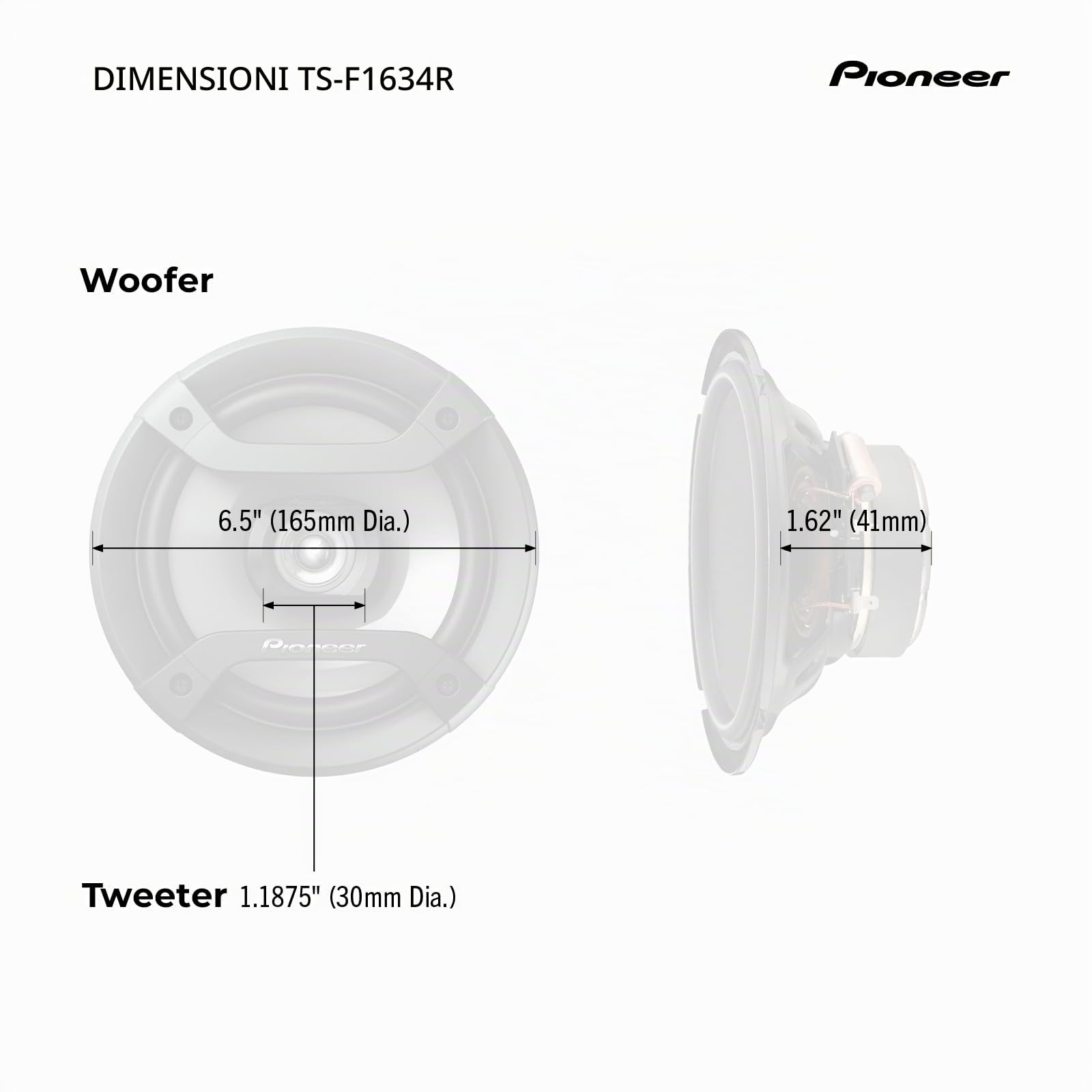Pioneer TS-F1634R Rotondo 2-vie altoparlante auto