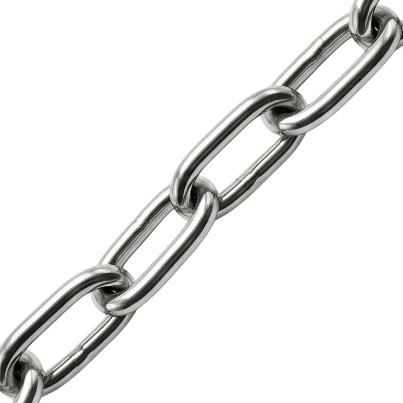 Lumonic 10m Chaîne en acier inoxydable V4A | 5mm | Membre long | Inoxydable + résistant à l'eau de mer | Chaîne de pluie, pampille de fleurs, chaîne de barrage