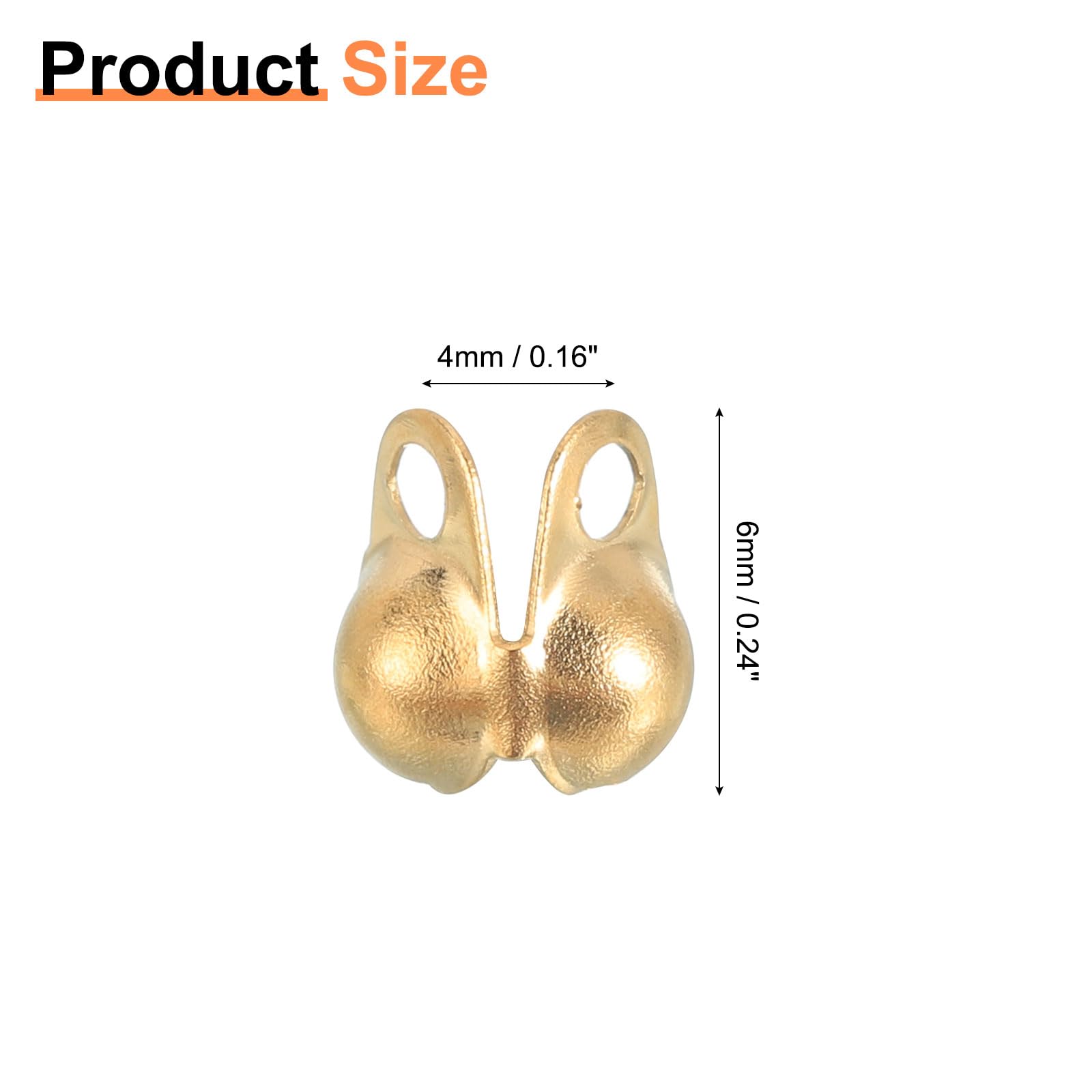 uxcell 30 Pcs 3.2mm Gold Bead Tips Knot Covers, Modern Jewelry Making Cord Ends
