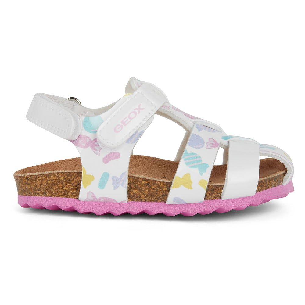 Geox Baby Girl B Chalki Girl Sandal, White multi-coloured, 3.5 UK Child
