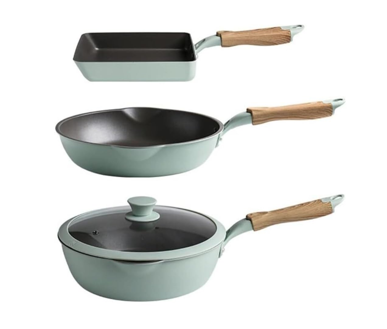 Batteria Pentole Set di Pentole da 3 Pezzi Fornello A Gas A Induzione Cucina Padella Antiaderente Wok Pentola Cucina(S)