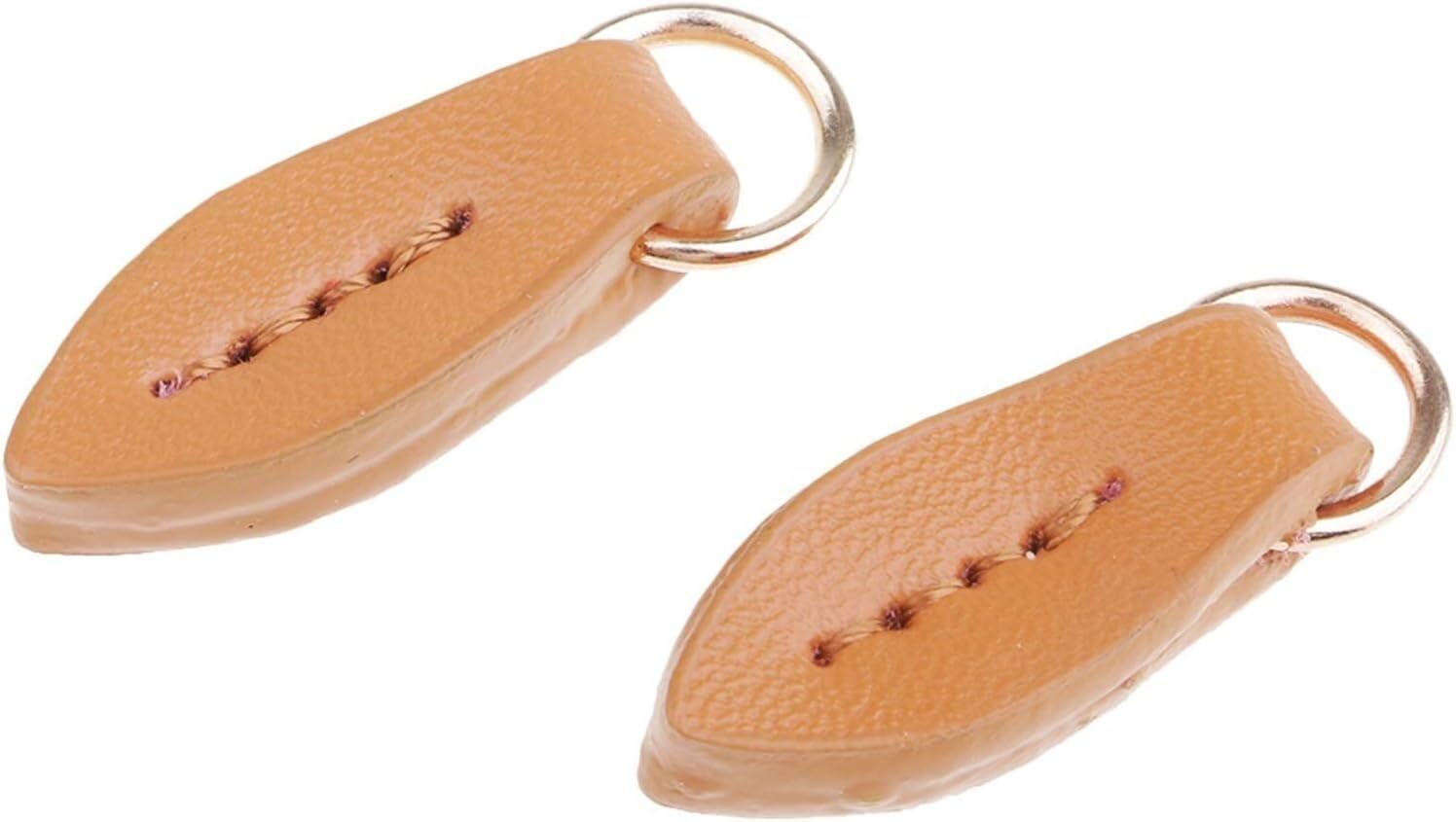 Zipper Pull, 2Pcs Leather Zip Puller Replacement Sewing Fastener Slider for Accessories(Brown)