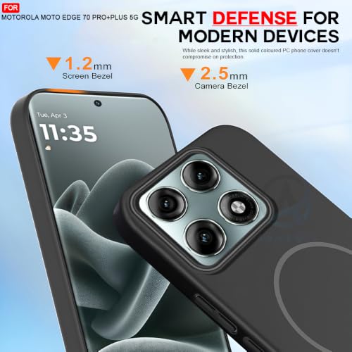Image of AESTMO Shockproof Back Case Cover for Moto Edge 70 Pro Plus 5G | Slim Hard Shell | Hard Back Cover for Moto Edge 70 Pro Plus 5G (Compatible with MagSafe Accessories, Black)