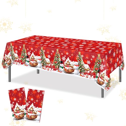 Weihnachten Tischdecke Dekoration 2 Stück Weihnachtstischdecke Rot...