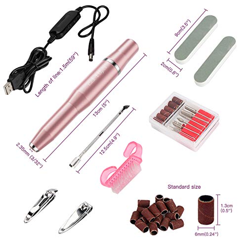 Elektrische Nagelfräser, Nagelfeilen Elektrisch 12 in 1 Set, Carttiya Professionelles Maniküre Pediküre Kit für… – Bild 7
