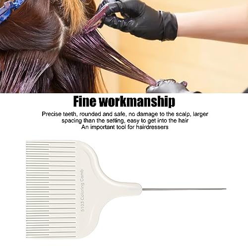Hair Dyeing Comb,Hair Comb Stylists Styling Comb,Professional Steel Needle Pointed Tail Sectioning Highlights Comb for Hair Dying (White) - Image 4