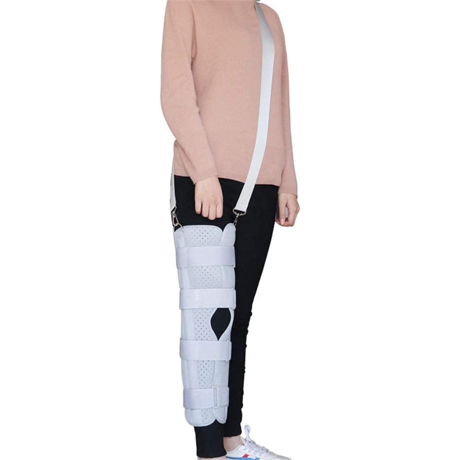 NGDFGR Knee Immobilizer Brace Unisex Straight Leg Knee Splint Comfort Full Leg Brace For Knee Post-Pre-Operation & Surgery Recovery,L