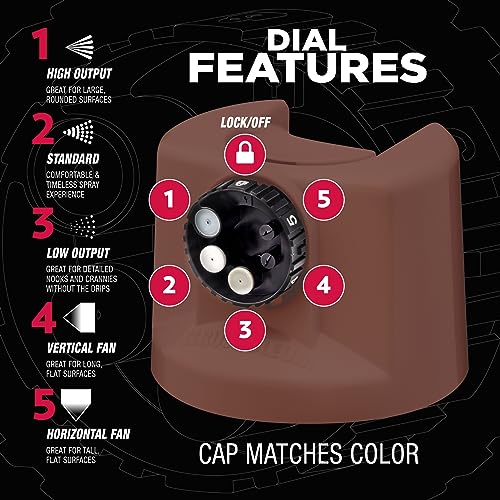 Image of Rust-Oleum Stops Rust Custom 5-in-1 Spray Paint, Flat Brown | Rust Preventive Protective Enamel, Multi Surface (Metal, Wood and More), Adjustable Dial for Better Control, Fast Dry, 6 Pack