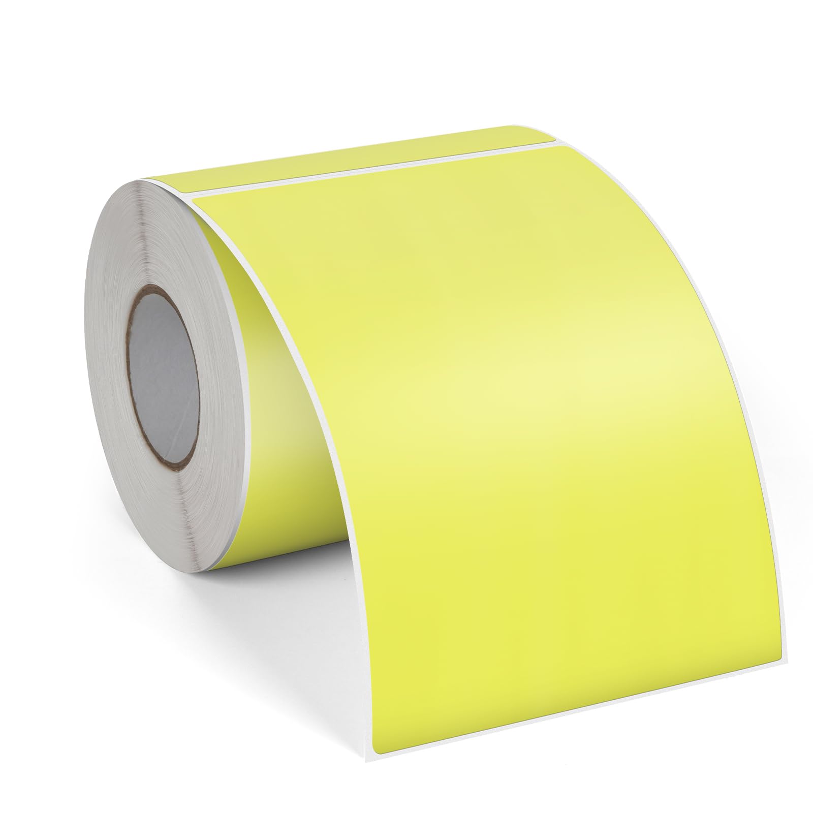 FINDAT Yellow Thermal Labels 100 x 150 mm Rectangular Stickers Vinyl Direct Waterproof Multi-Purpose Self-Adhesive Name Tags for Address Shipping Business DIY Logo 250 PCS