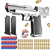 Toy Gun,Soft Foam Bullets,Safety Soft Bullet Toy Guns, Cool Toy Pistol,with 60 Pcs EVA Darts,Fun Outdoor Activity,Shooting Games Education,Great Gift for Boys and Girls (Silver Limited Edition)