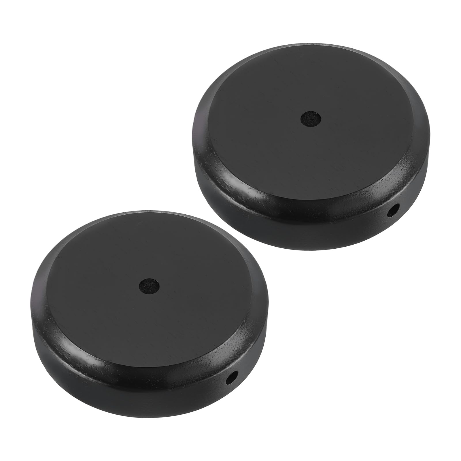 PATIKIL Lot de 2 bases de lampe rondes en bois massif de 12,1 x 3 cm - Pour lampe de bureau de chambre à coucher, lampe de chevet - Noir