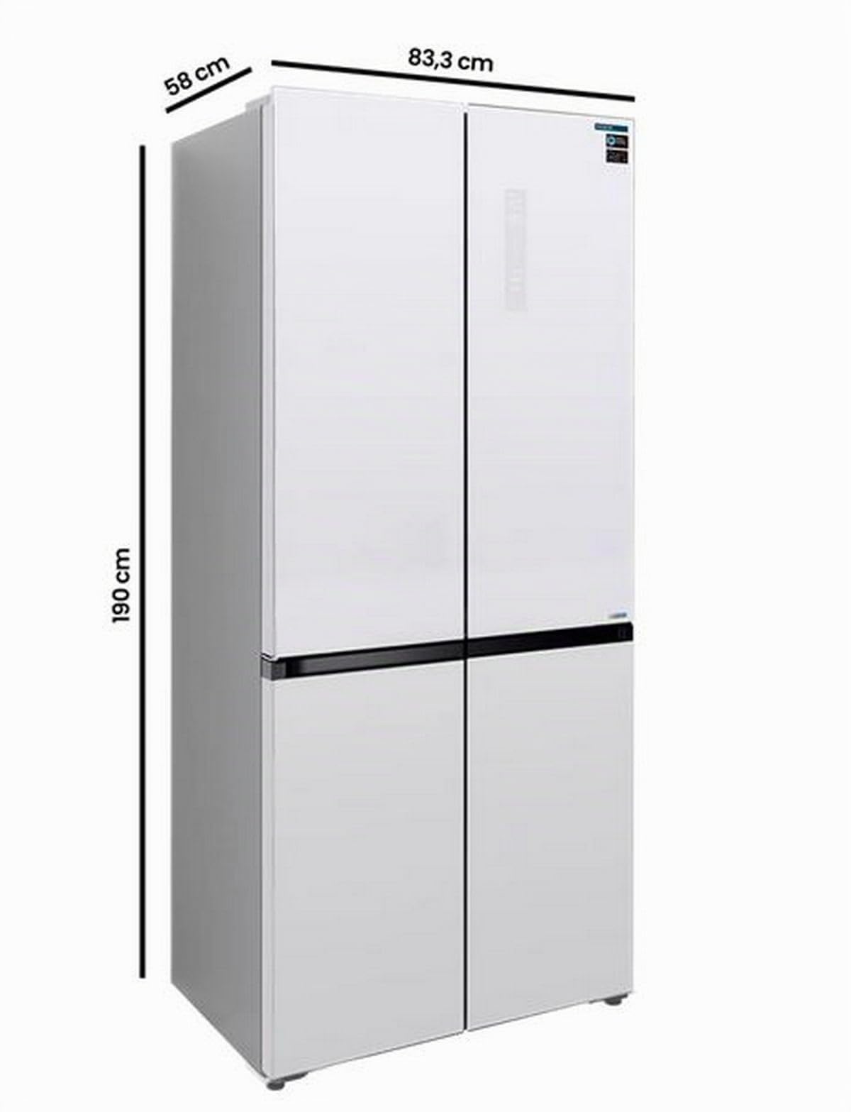 Frigorifico Americano Infiniton AMCB-580CD90, 190 cm de Altura, 456 Litros, E, Acabado en Cristal, Total No Frost (Blanco || AMCB-580CD90WEC)