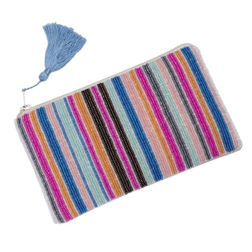 GreaterGood Harmonious Colors Fair Trade Clutch Wristlet Purse Carry All Wallet for Women Small Handbag Gift for Ladies (Hand Beaded - Sunrise)