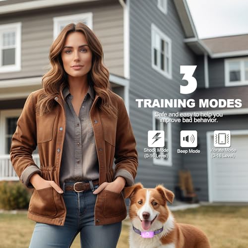 Dog Shock Collar - 2600FT Dog Training Collar with Remote, 3 Modes(Beep/Vibration/Shock), Security Lock, IP68 Waterproof Rechargeable E-Collar for 10-120lbs All Breeds (Purple) - Image 3