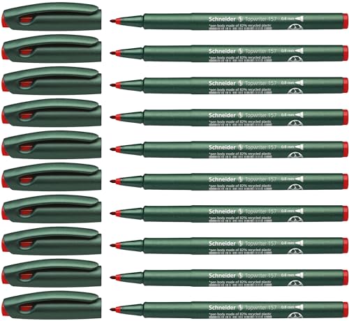 Feutres de dessin Schneider Topwriter 157 pointe moyenne 0,8 mm pour traçages précis en rouge