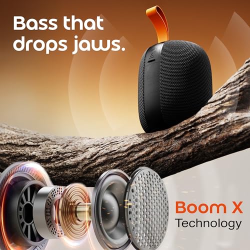 Image of GOBOULT Rave Q5 Bluetooth Speaker with 5 Watt BoomX Audio, Up to 8Hrs Playtime, Type-C Charging, TF Card /USB & BT 5.4 Compatible, Made in India Portable Speaker (Black)