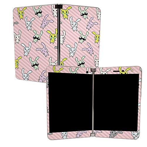 Image of MightySkins Carbon Fiber Skin for Microsoft Surface Duo - Bunny Bunches | Protective, Durable Textured Carbon Fiber Finish | Easy to Apply | Made in The USA