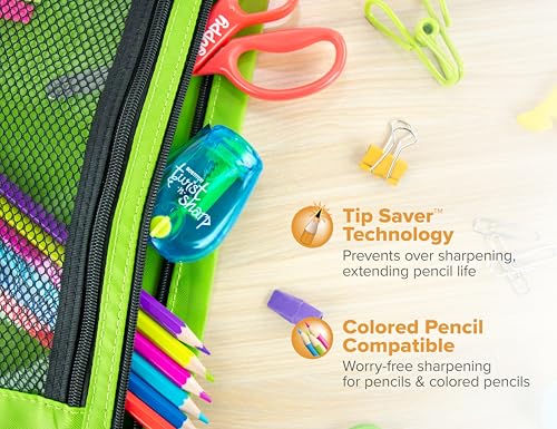 Image of Bostitch Office Twist-n-Sharp Pencil Sharpener, for Kids & Colored Pencils, Assorted Colors (PS1-BLUE-2PK)
