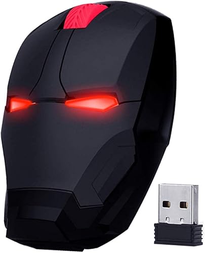 Ratón inalámbrico Iron Man Mouse 2.4G Ratón óptico para computadora portátil de escritorio PC Mac (negro)