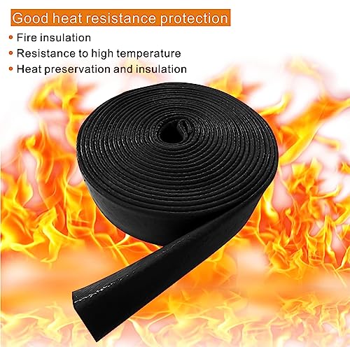 Image of Fuel Line Heat Shield Insulation Heat Shielded Fire Thermo Armor Fire Sleeve Silicone Coated Fiberglass Heat Protection for Automotive Hose Lines & Electrical Wiring-(Black 3 /8 inch ID x5FT)