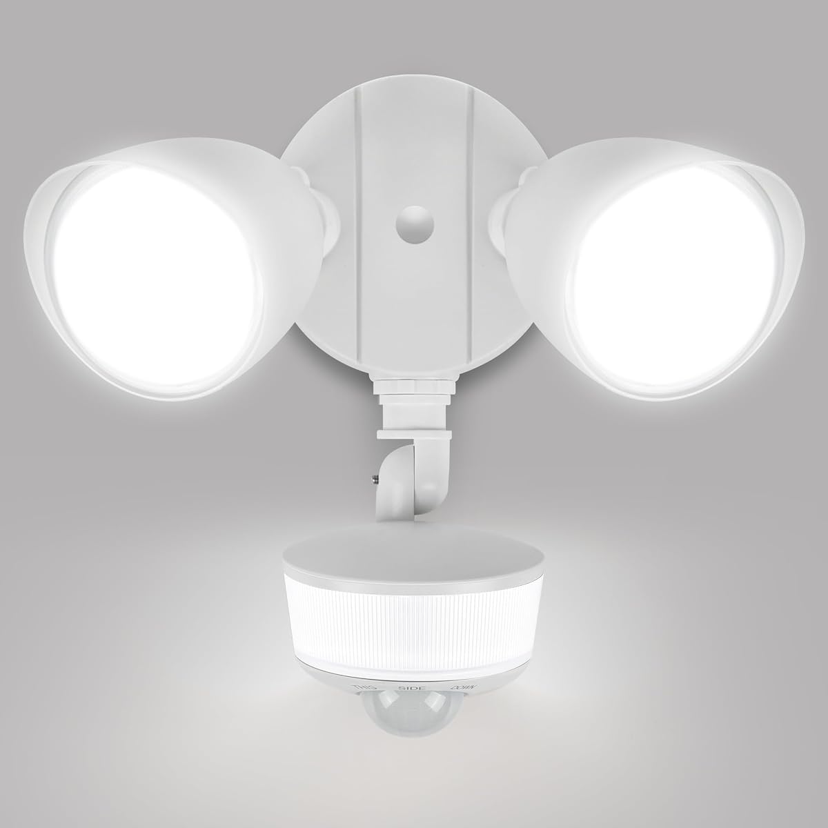 Luces exteriores con sensor de movimiento de 34 W, 3000 lúmenes, luz diurna de 5000 K, luces de inundación impermeables IP65 para exteriores con luz nocturna, detector de movimiento de atardecer a amanecer, luz de seguridad LED para garaje exterior, patio-blanco