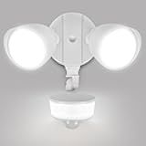 34W 3000 Lumen Motion Sensor Outdoor Lights, 5000K Daylight, IP65 Waterproof Flood Lights Outdoor with Night Light, Dusk to Dawn Motion Detector LED Security Light for Outside Garage, Yard-White