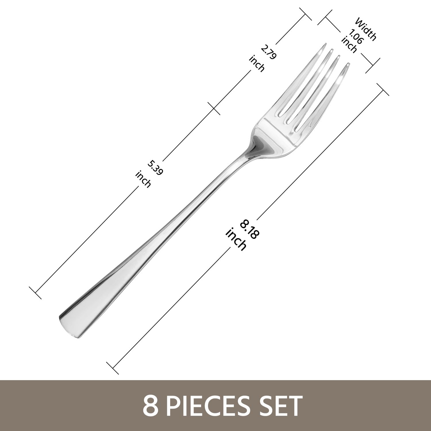 KINGSTONE Forks 8 Piece Dinner Forks Set, 18/10 Stainless Steel, 8.18 Inch — Amazon image 2