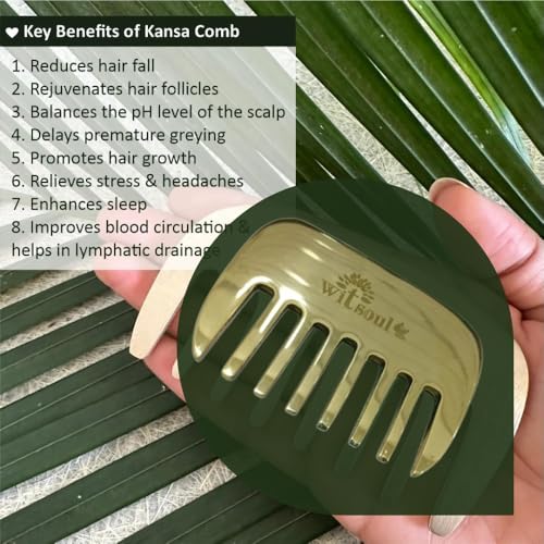 Image of WITSOUL Kansa Comb Massage Tool - kansa Comb for Hair Fall /Growth /blood Circulation & Stress Relief Best for Head Massage (L)