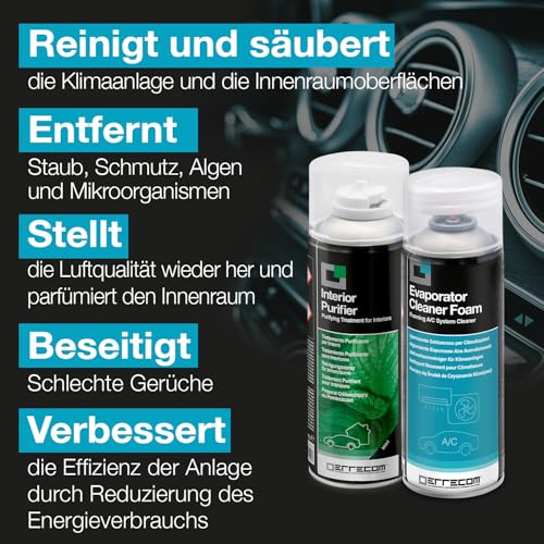 Errecom Total Care, Komplette Reinigungsbehandlung für Fahrzeug-Klimaanlagen und Fahrgasträume, mit Minzduft, 2 x 200 mL Flasche