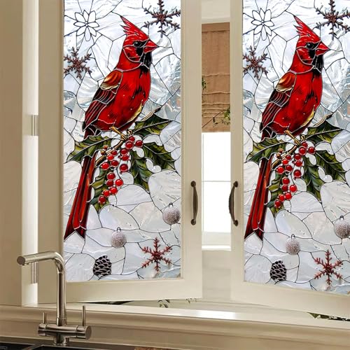 Vinilo Decorativo Navideño Pájaro Cardinal 17.7 x 39.3 pulgadas miniatura 1