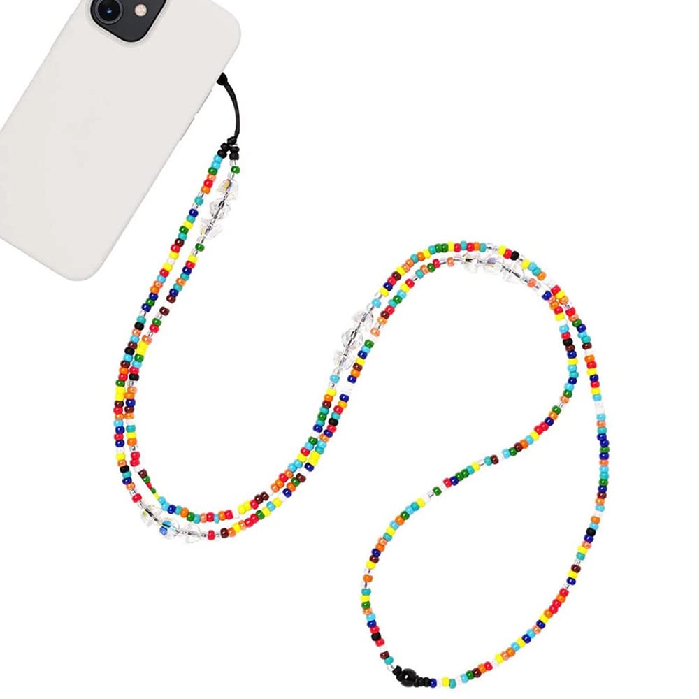 Staqlo Beaded Phone Charm Lanyard Strap Crossbody Fixed Beads Pearl Neck Chain