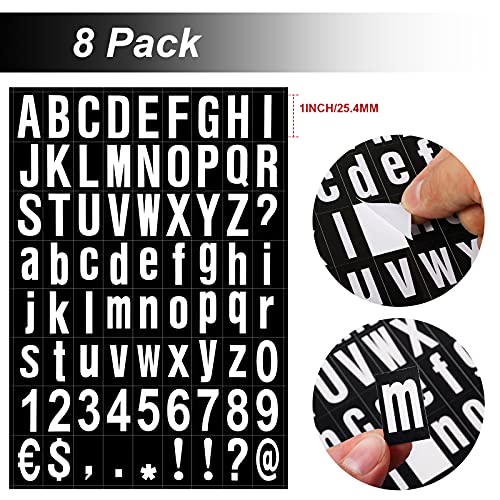 Image of Zonon 8 Sheets Mailbox Numbers Letters Stickers,1 Inch,Black, White in Back