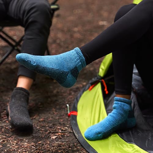GoWith 2 Pairs Alpaca Wool Low-Cut Ankle Socks for Men Women, Cushioned Terry Warm Thermal Thick Merino Blend Camping Socks 5