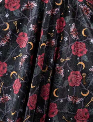 Killstar Fabulina Dress Gothic Witchy Roses Moths Keys Moon Thorns - M2