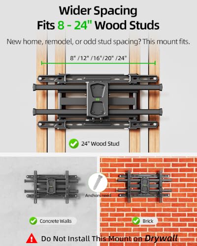 Image of USX MOUNT UL Listed TV Wall Mount for 42 inch-84 inch TVs up to 110lbs and 8 inch-24 inch Wood Studs, TV Mount with Tilt, Swivel & Extension, Wall Mounts Bracket with Dual Articulating Arms, Max VESA 600x400mm