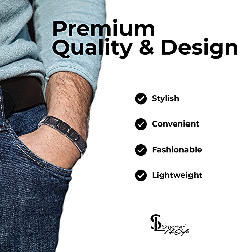 Smarter LifeStyle Elegant Surgical Grade Steel Carbon Fiber Mens Bracelet – Adjustable Many Color Options, Mens Jewelry Bracelet for Men2