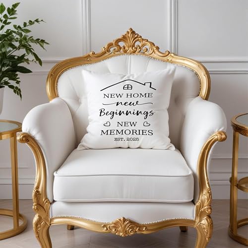 Fuasei House Warming Gifts Pillow Covers 18x18, Best Housewarming Gifts, New Home Beginnings Memories Decorative Throw Pillow Covers for Couch Sofa Home Living Room Bedroom