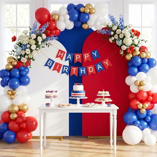 Image of SoarDream Independence Day Arch Backdrop Cover 6FT 6.6FT 7.2FT Set of 3 Spandex Fitted Arch Wall Stretchy Backdrop Covers for 4th of July Decorations Festival Party Stand