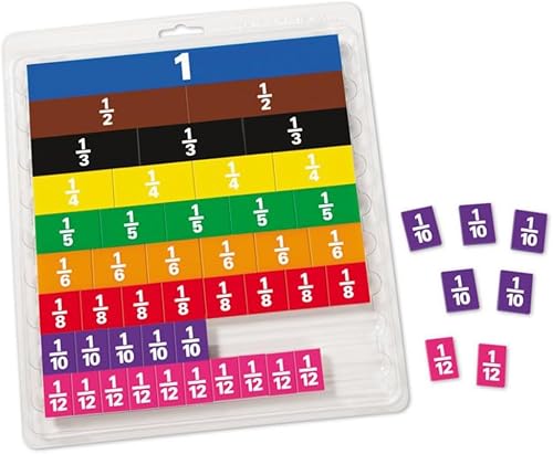 edxeducation 1 to 12th Printed Fraction Tiles 51-Piece Set