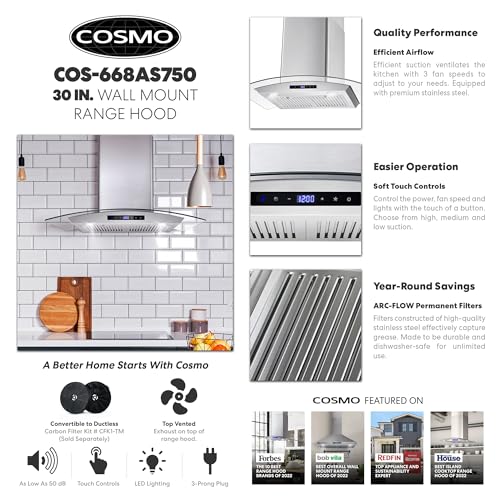 Cosmo COS-668AS750 30 Inch Wall Mount Range Hood thumb #2