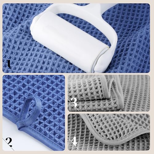 Image of POLYTE 430 GSM Microfiber Oversize Quick Dry Lint Free Bath Towel, 60 x 30 in, 4 Pack (Waffle Weave)