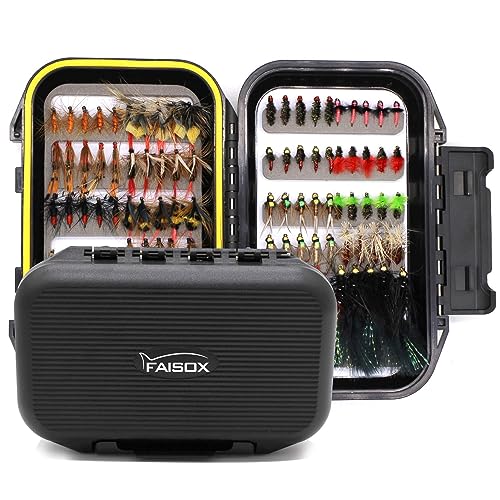 Fly Fishing Flies Kit Dry Wet Nyphms with Fly Box for Trout Bass Steelhead (100 Pcs Fishing Flies Kit) - Image 2