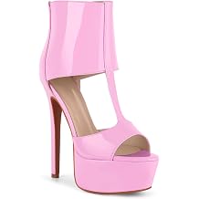 LISHAN Women's Platform Peep Toe Stiletto High Heel Cut Out Back Zipper Sandals