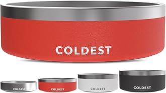 The Coldest Water Dog Bowl - Anti Rust Metal & Non Slip Dog Bowls Large, Spill Proof Heavy Duty 3 Layers Insulated Dog Bowl - Food and Bowl for Dogs, Cats & Pets, Dishwasher Safe (42 oz, Crimson Red)