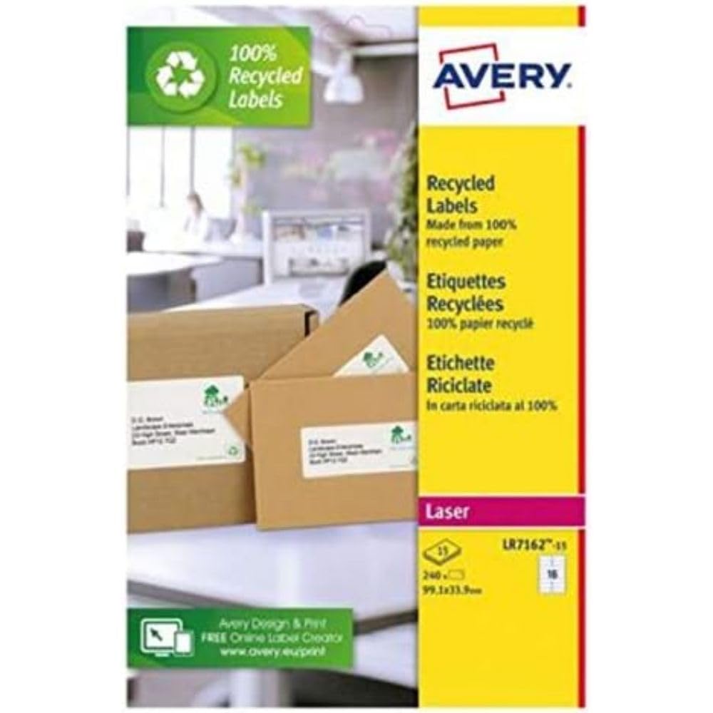 Avery LR7167-100 Etichette per pacchi, 199,6 x 289,1 mm, permanenti, 1 etichetta per foglio, 100 etichette per confezione