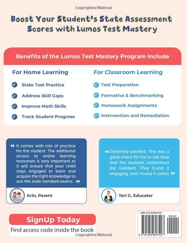 test mastery tedbook by lumos learning - 3rd grade math state test prep workbook | two online grade 3 math practice tests & learning resources: covers ... subtraction, geometry, measurement (ages 8-9)