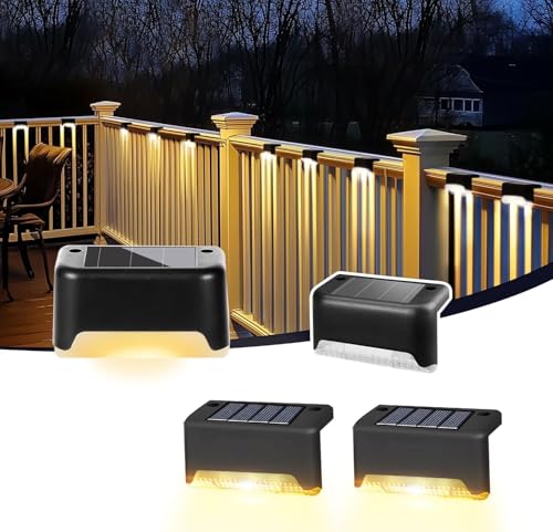 Image of Solar Deck Lights | Waterproof LED Outdoor | Solar Lights for Deck, Stair Railing, Wall, Garden, Patio, and Balcony Decor
