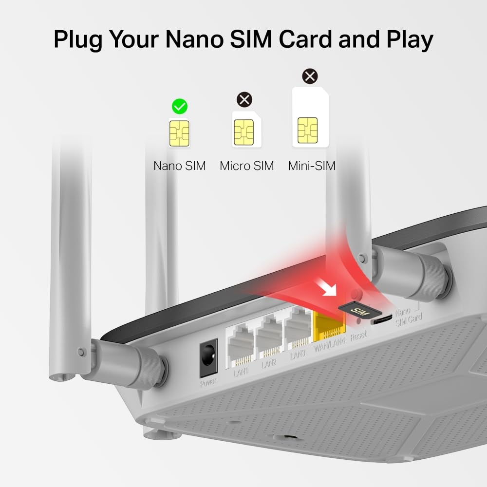 Mercusys Routeur MB135-4G LTE avec Nano SIM, 4G Cat4 jusqu'à 150 Mbit/s, Wi-FI Double Bande AC1200, 4 Ports 100 Mbps, Plug and Play, jusqu'à 64 appareils, Application MERCUSYS