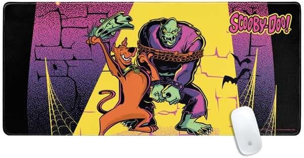 Skinit Large Gaming Mouse Pad - Officially Licensed Scooby Doo vs Monsters Design with Stitched Edges, Waterproof, Non-Slip Rubber Base, Desk Mat for Keyboard & Mouse, 31.5" x 11.8" inches
